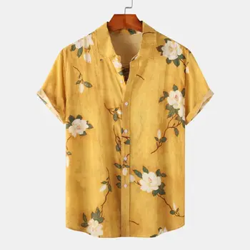 2023 Хавайска мъжка риза Флорални печатни Harajuku къс ръкав случайни хлабав улично облекло летни плажни ризи за мъжки / женски дрехи