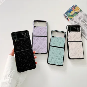 Луксозен моден кариран кожен калъф за телефон за Samsung Galaxy Z Flip3 Case 5G Z Flip 3 Заден капак Capa
