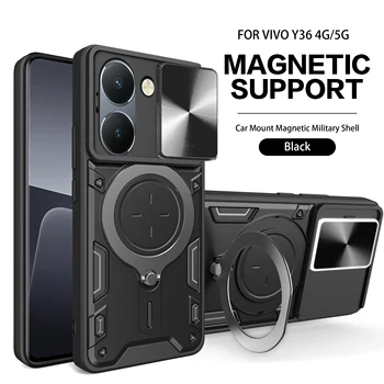 Slide Lens Protective Funda For Vivo Y36 4G 5G Case Магнитна стойка Cover За Vivo Y36 Y 36 V2247 2023 Броня случай