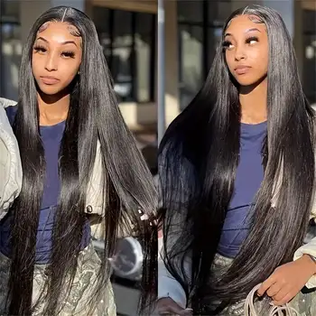 Bone Straight Lace Front Wig Glueless Brazilian 100% Remy Hair 13x4 Hd 30 Inch Straight Lace Frontal Human Hair Wig Pre Plucked