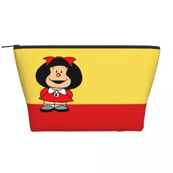 Cartoon Mafalda козметична чанта жени Kawaii голям капацитет мода грим случай красота съхранение тоалетни чанти