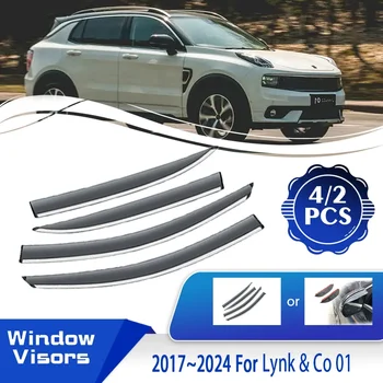 Автомобилен дефлектор за дъжд за Lynk & Co 01 PHEV CX11 2017 ~ 2024 ABS прозорец вятър слънце дъжд козирка дефлектор Метеорологични щитове Авто аксесоари