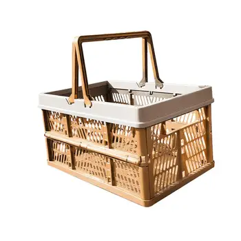 Сгъваема щайга за съхранение Сгъваема кошница за пикник Сгъваема кошница за пазаруване Контейнер за хранителни стоки с дръжка кошница за пикник