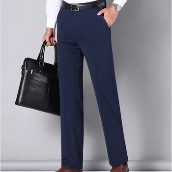 2024 Мъжки тънки панталони плътен цвят смарт случайни бизнес тънък годни участък панталон 5 цвята качество официални дишащи панталони