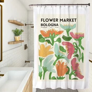 Свеж цветен цветен душ завеса водоустойчив плат прости цветя растения изкуство живопис баня душ завеси комплекти декор