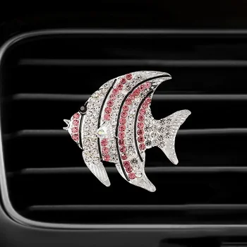 Нова мода кола климатик въздух изход парфюм клип диамант малка риба кола сладък творчески декорации