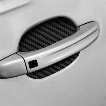 4Pcs стикери за дръжки на врати, устойчиви на надраскване от въглеродни влакна предпазители за чаши за врати, подходящи за повечето дръжки на автомобили 6.8X8.5cm сребро
