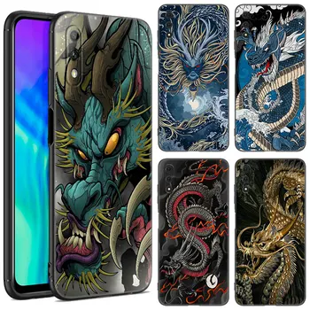 Dragon Loong Art Калъф за телефон за чест 7A 8A 9X Pro 8 10X Lite 7S 8C 8S 8X 9A 9C 10i X6 X7 X8 X9 X40 GT Soft TPU черен капак