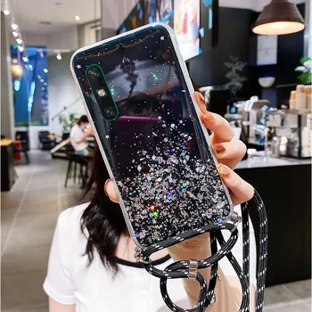 За Huawei Y7 Y9 Y6 2019 P смарт чест 20 30 Pro 10 Lite 10I 9A 9S 9C 8A 8S 9X 8X 7X въже въже Nack каишка случай силиконови кок