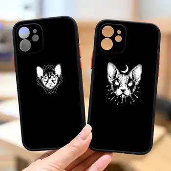 Death Metal Sphynx Cat калъф за телефон за iPhone13 12 Mini 11 Pro XS Max X XR 7 8 Plus полупрозрачен матов капак