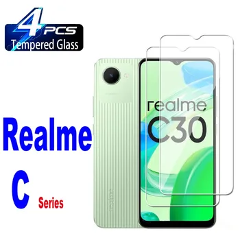 4Pcs пълен капак екран протектори за Realme C35 C25Y C21Y C21 C20A C15 C25S C11 2021 C33 C30 закалено стъкло защитно стъкло