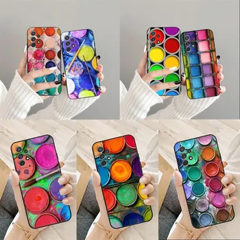 Цветни акварели Комплект Paint Palette Телефон случай Funda за Samsung S30 S20 S22 S21 S9 S10 S8 S7 S6 Pro Plus Edge Ultra Fe Coque