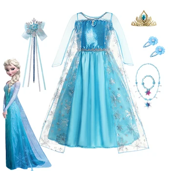 Момичета Снежна кралица Елза Детски костюми за момичета 2023 Карнавално парти Абитуриентски бал рокля Детски дрехи за игра на роби Замръзнала принцеса рокля