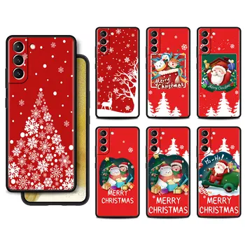 Калъф за Samsung Galaxy S23 S22 Ultra S21 S20 FE S10 S9 Plus S8 Note 20 10 Plus 9 Soft Phone Shell Коледа карикатура снежен човек
