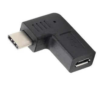 Micro USB адаптер, женски към мъжки C-тип, 90 градуса към женски USB конвертор, натоварване за синхронизиране на мобилни данни