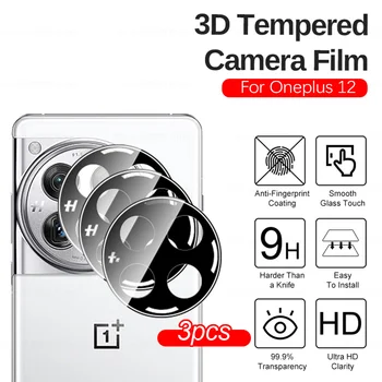  3pcs калъф за обектив за OnePlus 12 3D камера обектив закалено стъкло екран протектор филм Coques 6.82 '' One Plus 1 + 12 OnePlus12 PJD110