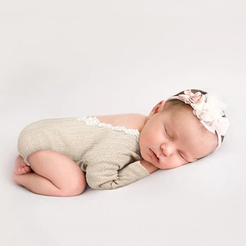 бебе снимка облекло принцеса дантела гащеризон дълъг ръкав гащеризон новородени душ парти елегантен едно парче дрехи