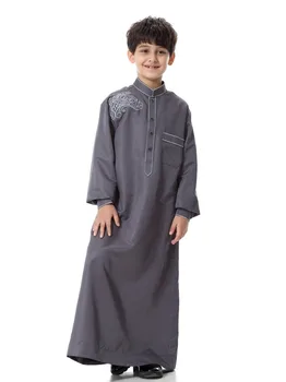 Арабски мюсюлмански деца момче Jubba Thobe Abaya кимоно дълга рокля Кафтан за деца ислямски дрехи дълги роби рокля Дубай арабски