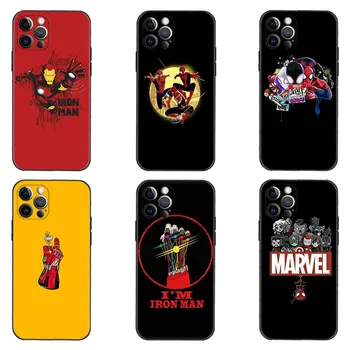 Калъф за iPhone 13 11 12 pro max XR X XS Cover 8 7 6 6s плюс Funda Marvel Capa 13promax 14 12promax Coque I Am Iron Man