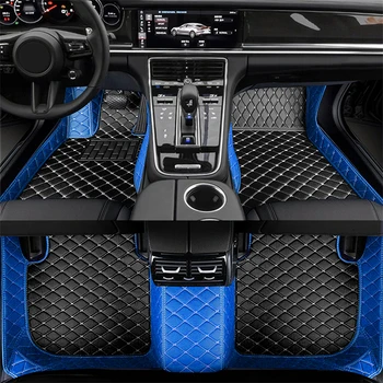 Стелки за кола за AUDI Q7 2020 Кожена подложка Килим Авто водоустойчив килим комплект интериорни части аксесоари за кола