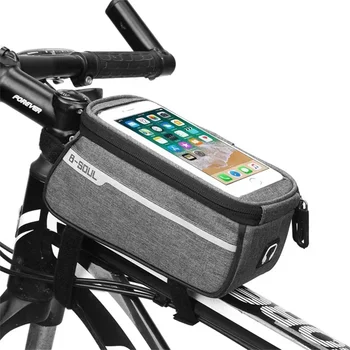 Водоустойчива чанта за велосипеди Nylon Bike Cyling Мобилен мобилен телефон чанта случай 5.5'' 6'' Велосипедни Panniers рамка предни тръбни чанти аксесоари