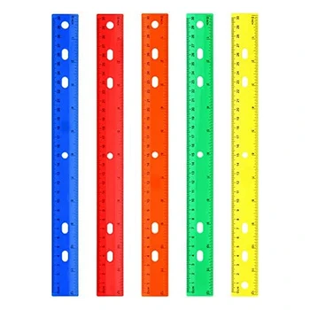 5PCS цветна линийка 5 вида цветни измервателни инструменти Прав пластмасов владетел за детски училищни офис консумативи