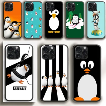 Пингвините сладък карикатура телефон случай капак за iPhone 7 8 11 12 13 15 Pro Max Plus SE X XR XS TPU мек черен