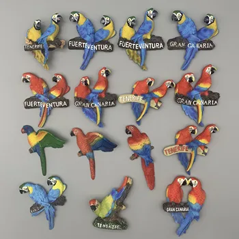 Северна Америка Ре.Дом Тендрифе Фуертевентура Etc. 3D Папагал птици Магнити за хладилник Стикер за хладилник Стереоскопичен магнит за хладилник