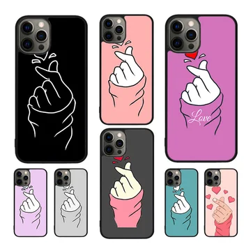 Korean Finger Heart Love Калъф за телефон за iPhone 15 SE2020 11 12 13 14 Pro Max mini XR XS 6 7 8 Plus coque Fundas Shell