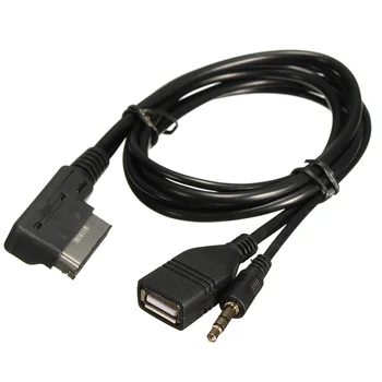 Car Music AMI MMI интерфейс USB 3.5mm мъжки Aux в кабелен адаптер за Audi Q5 Q7 A3 A4L A5 A1 1.5m / 5ft
