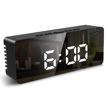 ORIA огледало цифров будилник USB / батерия захранва таблица часовник отлагане нощен режим 12/24H електронни LED часовници