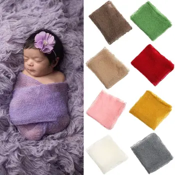 Stretch бебе фотография подпори одеяло обвивки органичен памук обвивка меко бебе новородено фото опаковки кърпа аксесоари 40 * 60 см