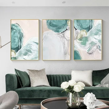 Абстрактни акварели картина платно живопис стена изкуство ръка рисуване синьо бяло стил плакат и печат за дома хол декор