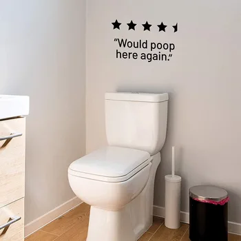Бих акане тук отново Звезда стена стикер тоалетна баня loo модерен вдъхновяващ забавен цитат стена Decal спалня офис тоалетна