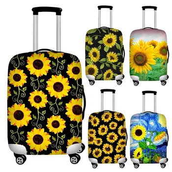 слънчогледов печат багаж покрива еластични 18-32inch пътуване куфар покритие водоустойчив багаж защитни прах капаци