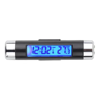 Нов 2 в1 автомобилен часовник Авто LCD клип-на цифрова подсветка Автомобилен термометър Часовник Календар автомобилна цифрова кола Горещ