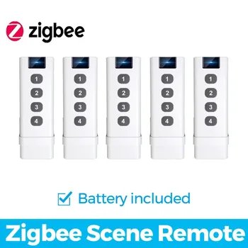 Tuya ZigBee Smart Scene Switch 4 Gang Remote Portable For Smart Home Automation Scenario Remote Control With Alexa Google
