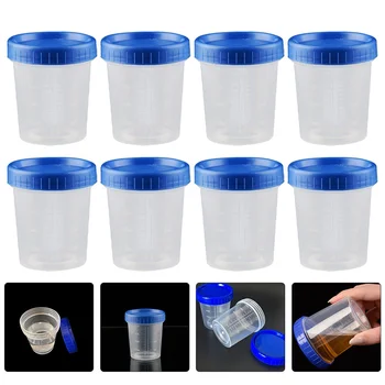 25 бр. Мерителна чаша със син капак 120ml контейнер за проби със смесване на бутилка pp прозрачни чаши за еднократна употреба