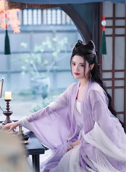 Changyue Jinming Pianran Han Dress Елегантна Little Fox's Same Han Clothes Подобрена Хан костюм фея голям ръкав лилава рокля