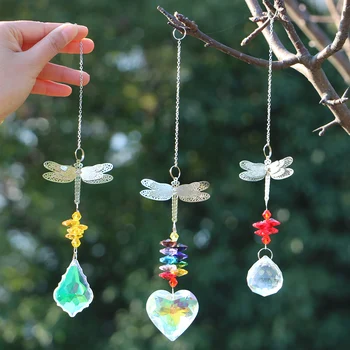 Dragonfly Crystal Suncatchers Window Sun Catchers Rainbow Maker Hanging Crystal Prisms Pendant Home Garden Decoration