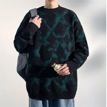 2023 Есен нова мода мъжки модерен кръг врата пуловер трикотаж мъжки случайни хлабав универсален дълъг ръкав пуловер