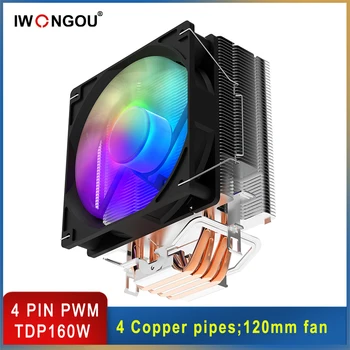 IWONGGOU X99 процесор охладител Am4 4pin Pwm Rgb 120mm вентилатор охлаждане CPU 4 топлинни тръби CPU радиатор за Intel Lga115X 1700 1200 AMDAM3