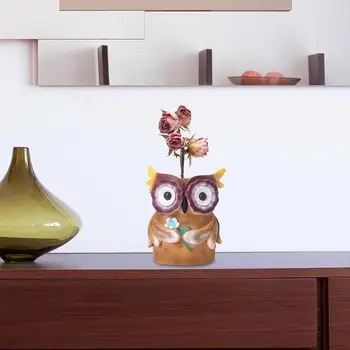 Owl Flower Pot Статуя Домашен декор за вход Начало Начало Декор Акценти