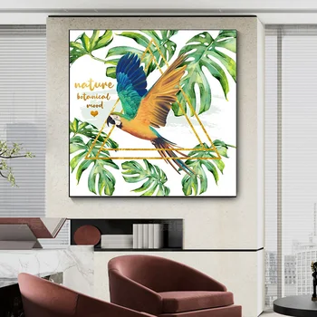 Реколта платно картини папагали стена изкуство картини за хол Crodus животни плакати и щампи вътрешен дом декорация