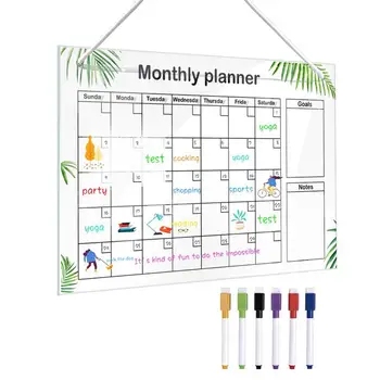 Dry Erase Месечен плановик Месечно планиране Организиране на акрилна дъска с ремък Учебна стая Декори за планиране на задачи Мисли