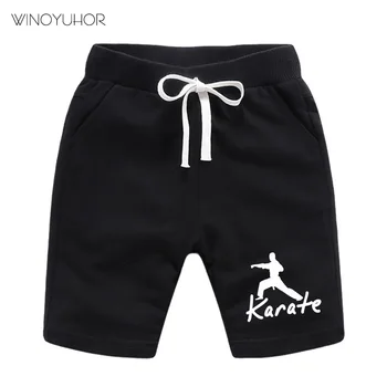 Baby Boy Clothes Summer New Fashion Kids Girls Short Elastic Pocket Pants Cool Karate Print Pure Cotton Soft Sports Shorts