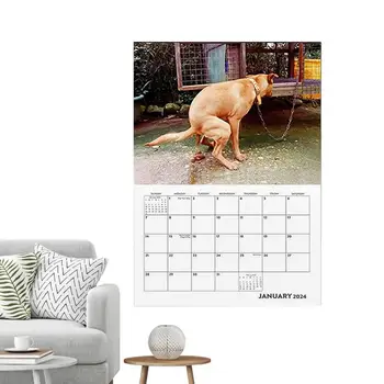 Календар за акане на кучета 2024 2024 Сладки кученца Месечно изкуство стена календар смешно висящи куче календар за домашно училище 12