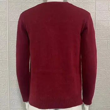  пуловер с дълъг ръкав стилен мъжки v-образно деколте жилетка пуловер тънък годни мека трикотажна материя случайни закопчана палто за топлина комфорт