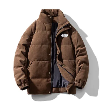 Зимно топло мъжко яке Solid Ins палто за петцветна мода улично облекло ретро кадифе пухено яке Y2K палто извънгабаритни парки