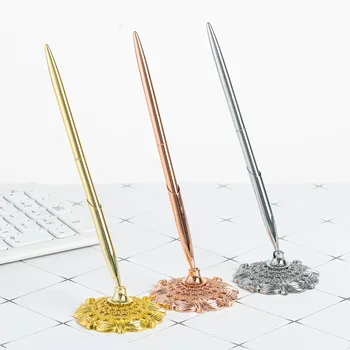 Кръгли гел писалки с 1бр база консумативи топка писалка, прикрепена към бюрото подпис писане инструмент брояч Бизнес офис